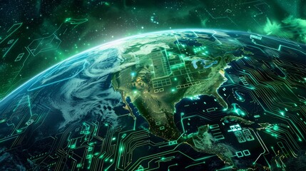 Poster - futuristic innovation: global peace through electronic communications and artificial intelligence te