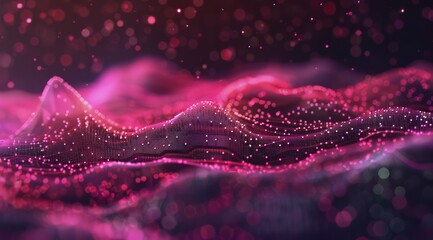 Wall Mural - a pink and purple wave graph over a dark background, in the style of bokeh, money themed, highly detailed environments
