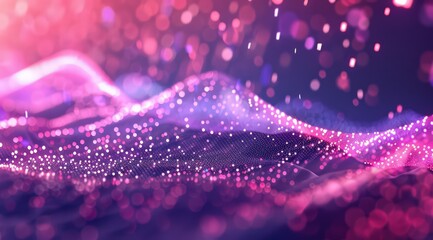 Wall Mural - a pink and purple wave graph over a dark background, in the style of bokeh, money themed, highly detailed environments