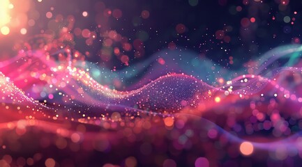 a pink and purple wave graph over a dark background, in the style of bokeh, money themed, highly detailed environments