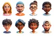 3d avatar renders characters with different people isolated on white background