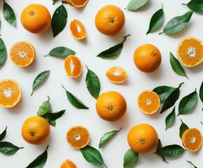 Wall Mural - oranges on white background