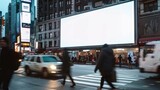 Fototapeta  - Vibrant Times Square Billboard Mockup: NYC Urban Scene with Empty Advertisement Space