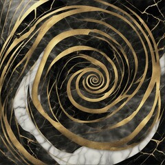 Poster - abstract background with spiral _A black spiral marble texture with a spiral gold pattern and a luxury design for ceramic kitchen 