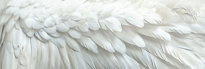 Wall Mural - White Swan Feathers Background, Goose Plume Pattern, White Wings Feather Texture