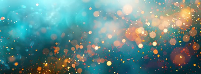Wall Mural - sparklers on a blue background, in the style of dark turquoise and light bronze, bokeh panorama, futuristic spacescapes