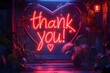 Thank you with red heart and exotic jungle background 
