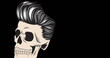 Image of skull with hair over black background