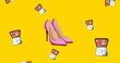 Image of falling palette over pink shoes