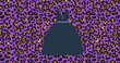 Digital image of multiple female dress icons against leopard print design on purple background