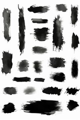 Poster - Various black paint strokes on a white background. Suitable for artistic projects
