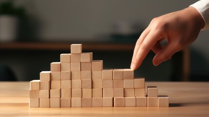 Poster - A person placing a block on top of a table. Ideal for educational and construction concepts