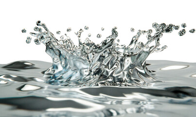 Wall Mural - Fluid glossy mirror water effect. Metal abstraction. Isolated on a transparent background.