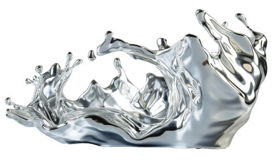 Wall Mural - Abstract, glossy, streamlined, smooth shape. Fluid glossy mirror water effect. Isolated on a transparent background.