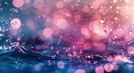 Wall Mural - new background with drops of water, in the style of light silver and dark pink, dark pink and blue, colorful fantasy