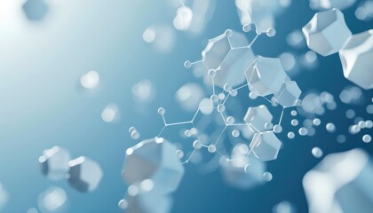 Wall Mural - the abstract blue background with white hexagons, in the style of geometric shapes 