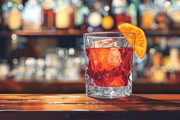 Poster - Close up of a drink in a glass on a table, suitable for various uses