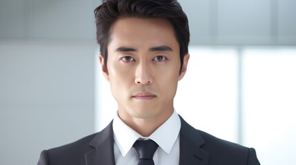 Poster - A professional man in a formal suit and tie looking directly at the camera. Suitable for business concepts