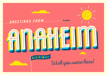 Greetings from Anaheim, California, USA - Wish you were here! - Touristic Postcard.