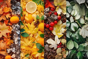 Poster - A collection of vibrant leaves and fruits, perfect for fall-themed projects