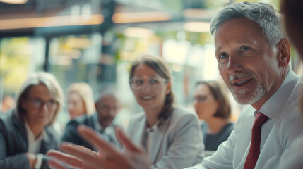 Sticker - group of professional individuals in a business meeting.