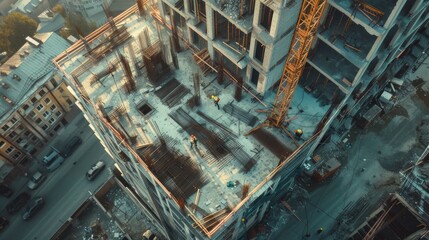 Poster - A crane working at a construction site. Suitable for industrial concepts
