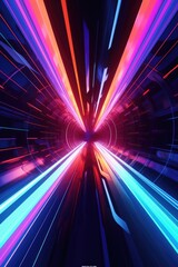 Poster - Vibrant light tunnel captured in a long exposure shot. Great for futuristic or abstract design projects