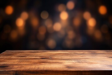 Poster - A simple wooden table with a blurred background. Perfect for adding text or graphics