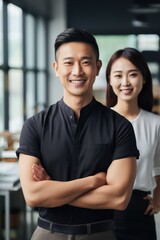 Aufkleber - A man and a woman standing next to each other. Suitable for various concepts and themes