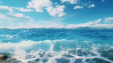 Aufkleber - A powerful wave crashing onto the shore, perfect for illustrating the force of nature. Ideal for environmental and travel designs
