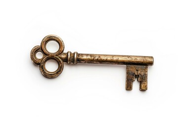Poster - Detailed image of a key on a plain white background. Suitable for security or home concept designs