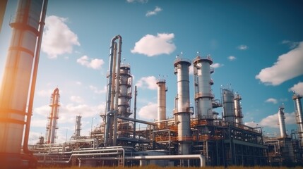 Poster - A large industrial plant with numerous pipes. Suitable for industrial concepts