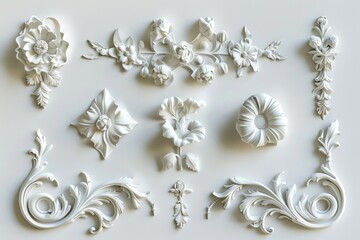 Poster - Various decorative designs displayed on a white background. Suitable for graphic design projects