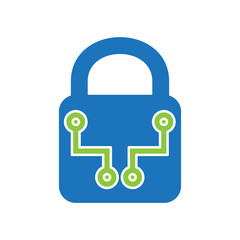 Wall Mural - padlock tech icon logo vector