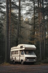 Wall Mural - Camping in the forest of the motorhome . Holidays in a camper van