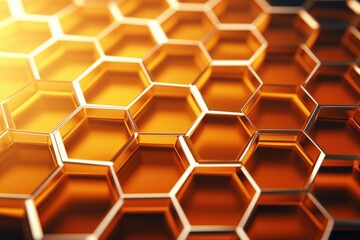 Wall Mural - Detailed close up view of a honeycomb pattern. Perfect for backgrounds or textures