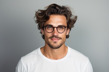 Aufkleber - A man wearing glasses and a white shirt. Suitable for business or casual concepts