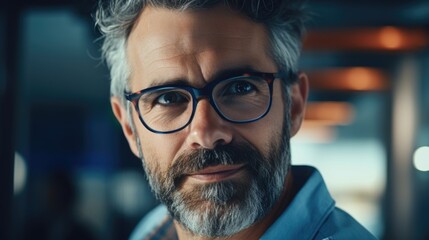Aufkleber - Close up of a man with glasses and a beard. Suitable for business or casual concepts