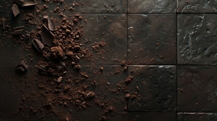 Poster - A pile of chocolate on a tiled floor, perfect for food and dessert concepts