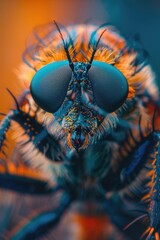 Poster - Close up of a bug's face with a blurry background. Suitable for educational materials