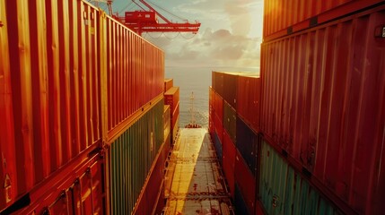 Aufkleber - A side view of a container ship, ideal for transportation and logistics concepts