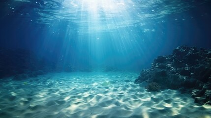 Poster - Sunlight filtering through clear water, ideal for nature or underwater themes