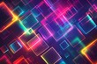 Abstract multicolored neon light square design background. AI generative art