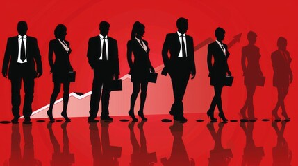 Poster - Collaborative business team boosting company profits: vector illustration