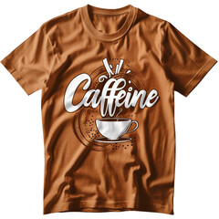 Wall Mural - a brown t-shirt with a white coffee cup and the word 