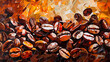 abstract multicolor background of coffee beans. Design surrealism wallpaper.