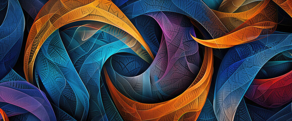 Wall Mural - abstract spiral colorful wallpaper with black background