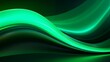 Green glowing waves abstract background design. Decorative horizontal banner. Digital artwork raster bitmap illustration. AI artwork.