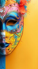 Wall Mural - Multicolored carnival mask banner with space for text