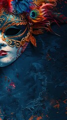 Wall Mural - Multicolored carnival mask banner with space for text